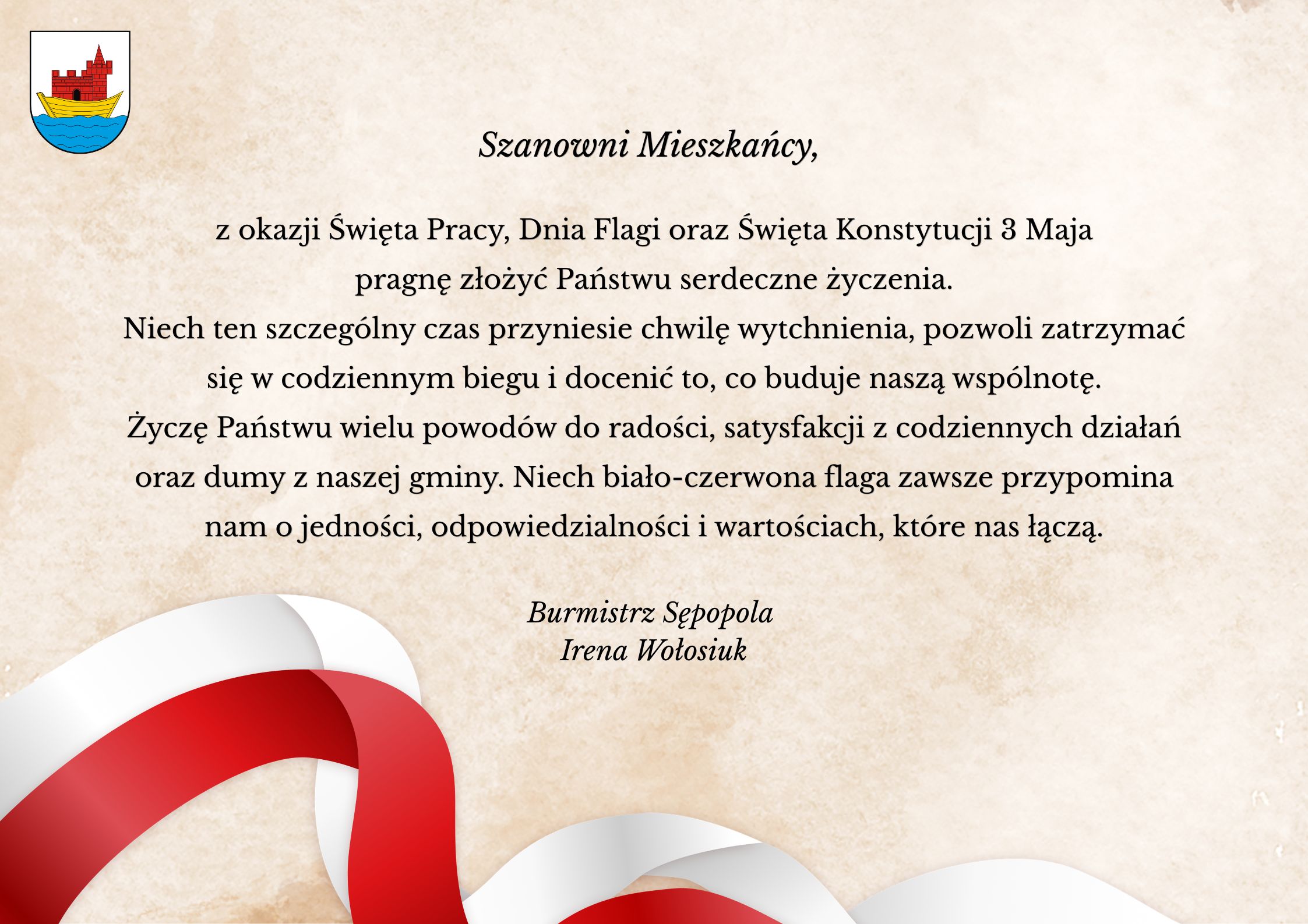 Ilustracja do informacji: Z okazji Święta Pracy, Dnia Flagi oraz Święta Konstytucji 3 Maja...