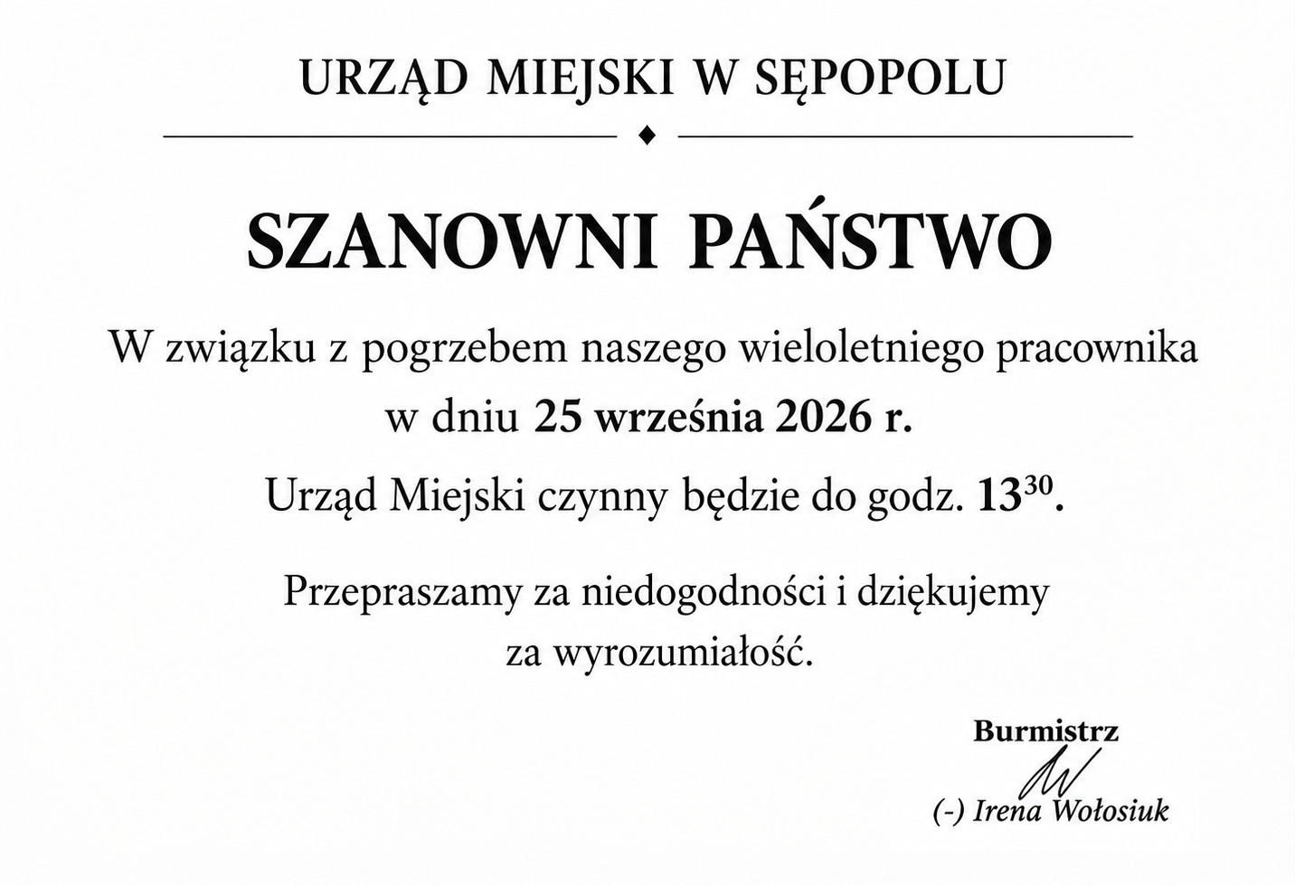 Ilustracja do informacji: Skrócone godziny pracy