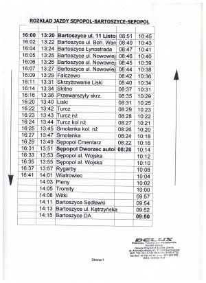Miniatura zdjęcia: Rozkład jazdy sobota - Delux
